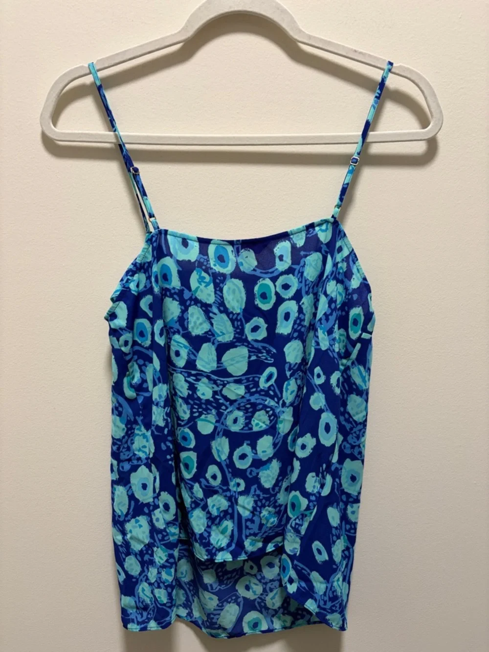 Lilly Pulitzer Karmen Blue Floral Ruffle Cami Tank Top Medium - Picture 3 of 4